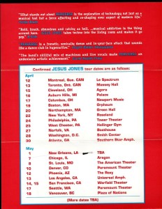 Jesus Jones Tour Quotes and Dates US Canada Perverse Tour 1993